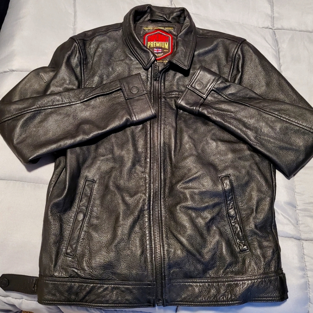 Super Dry Premium genuine leather jacket British Design